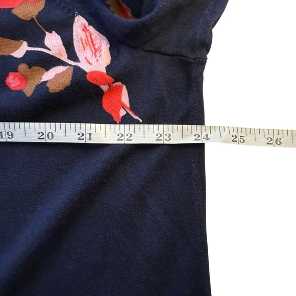 Talbots Plus 3X Sweater Cotton Blend Navy Floral Cottagecore Lightweight Bloom - Picture 8 of 11